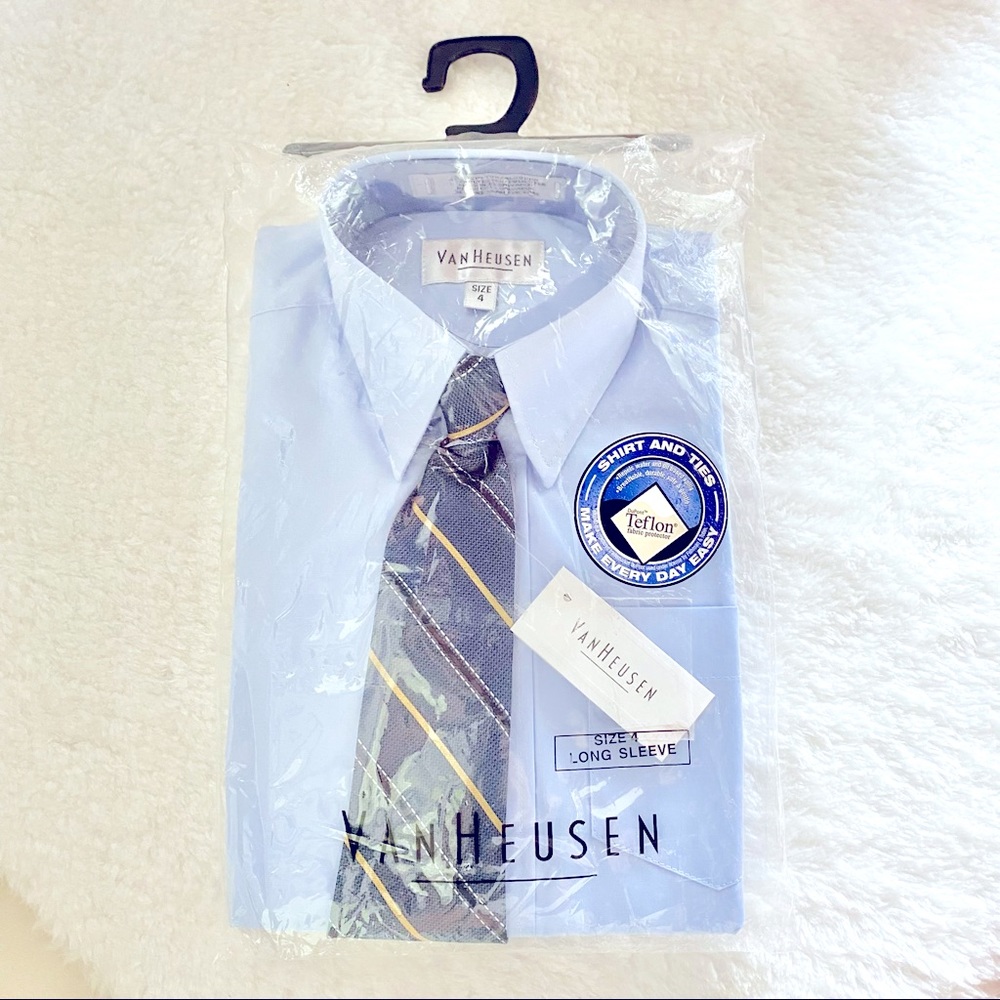 Van Heusen button down long sleeve shirt + tie 4T